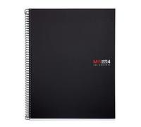 Miquelrius - Cuaderno Espiral Microperforado, Cubierta Polipropileno Opaco, Tamaño A4 210 x 297 mm, 4 Taladros, 140 Hojas de 70 g/m² y 4 Franjas de Color, Cuadrícula de 5 mm, color Negro