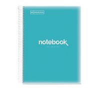 Miquelrius - Cuaderno A4 Notebook Emotions, 160 Hojas 90 g/m², Cuadrícula 5 x 5 mm, 8 Franjas de Colores, Espiral Microperforado, Tapa Polipropileno, 4 Taladros, Color Azul Cielo