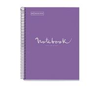 Miquelrius - Cuaderno A4 Notebook Emotions, 80 Hojas 90 g/m², Rayado Punteado (Dots), 1 Franja de Color, Espiral Microperforado, Tapa Extra Rígida, 4 Taladros, Púrpura