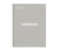 Miquelrius - Cuaderno A4 Notebook Emotions, 80 Hojas 90 g/m², Rayado Punteado (Dots), 1 Franja de Color, Espiral Microperforado, Tapa Extra Rígida, 4 Taladros, Gris