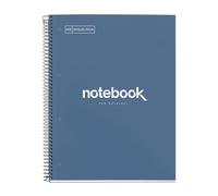 Miquelrius - Cuaderno A4 Notebook Emotions, 80 Hojas 90 g/m², Cuadrícula 5 x 5 mm, 1 Franja de Color, Espiral Microperforado, Cuaderno Cuadriculado, Tapa Extra Rígida, 4 Taladros, Azul Marino