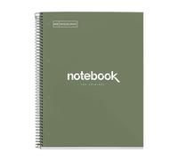 Miquelrius - Cuaderno A4 Notebook Emotions, 80 Hojas 90 g/m², Cuadrícula 5 x 5 mm, 1 Franja de Color, Espiral Microperforado, Cuaderno Cuadriculado, Tapa Extra Rígida, 4 Taladros, Verde