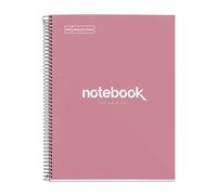 Miquelrius - Cuaderno A4 Notebook Emotions, 80 Hojas 90 g/m², Cuadrícula 5 x 5 mm, 1 Franja de Color, Espiral Microperforado, Cuaderno Cuadriculado, Tapa Extra Rígida, 4 Taladros, Rosa Dust
