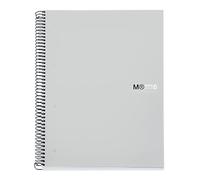 Miquelrius - Cuaderno A4 Notebook The Original, 6 franjas de colores, Cubierta polipropileno opaco, Tamaño 210 x 297 mm, 4 Taladros, 150 Hojas de 70 g/m², Rayado Horizontal 7 mm, Color Gris
