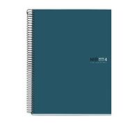 Miquelrius - Cuaderno A4, Notebook The Original Colors, 120 Hojas de 90 g/m² y 4 Franjas de Colores para Organizar, Libreta Cuadrícula 5 mm, 4 Taladros, Tapa Dura Cartón Plastificado, Color Ocean
