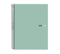 Miquelrius - Cuaderno A4, Notebook The Original Colors, 120 Hojas de 90 g/m² y 4 Franjas de Colores para Organizar, Libreta Cuadrícula 5 mm, 4 Taladros, Tapa Dura Cartón Plastificado, Color Aqua