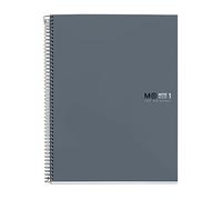 Miquelrius - Cuaderno A4, Notebook The Original Colors, 80 Hojas de 90 g/m², 1 Franja de Color, Libreta Cuadriculada 5 mm, 4 Taladros, Tapa Dura Cartón Plastificado, Color Grafito