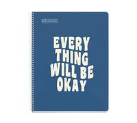 Miquelrius - Cuaderno A4 Punteado Dots, 80 Hojas de 90 g/m², 1 Franja de Color, Cubierta de Cartón Duro, 4 Taladros para Archivar, Notebook Messages Azul Marino
