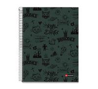 Miquelrius - Cuaderno A4 rayado 7 mm, 120 hojas microperforadas de 4 colores multiasignatura, Papel opaco de 70 g/m², Tapa de cartón extra duro, Espiral, 4 taladros para archivar, Not Boring