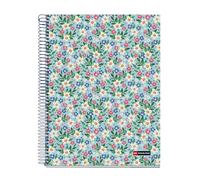 Miquelrius - Cuaderno A4 rayado 7 mm, 120 hojas microperforadas de 4 colores multiasignatura, Papel opaco de 70 g/m², Tapa de cartón extra duro, Espiral, 4 taladros para archivar, Sweet Soul