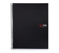 Miquelrius - Cuaderno A4 rayado 7 mm, 150 hojas con 6 bandas de colores, Papel extra opaco 70 g/m², Tapas polipropileno resistente con 4 taladros, Notebook The Originals, Negro