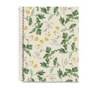 Miquelrius - Cuaderno A4 rayado 7 mm, 80 hojas microperforadas de 1 color, Papel extra opaco de 70 g/m², Tapa de cartón extra duro, Espiral, 4 taladros para archivar, Botánica