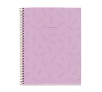 Miquelrius - Cuaderno A4 rayado, Rayas horizontales 7 mm, 100 Hojas de 70 g/m², Cubierta de cartón, 4 Franjas de color, Espiral cobre, Colección Feeling Mallorca, Lavanda