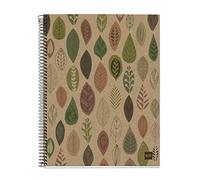 Miquelrius - Cuaderno Libreta Notebook 100% Reciclado, A4, 120 Hojas Lisas, Papel 80 g, 4 Taladros, Cubierta de Cartón Reciclado, Diseño Eco Hojas