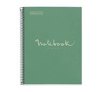 Miquelrius - Cuaderno Reciclado A4, 80 Hojas de 80 g/m², Rayado Horizontal 7 mm, Papel reciclado (recuperado Post-Consumo), 1 Franja de Color, 4 Taladros, Cubierta Reciclada, Eco Menta