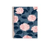 Miquelrius - Cuaderno A4, Tapa dura, 4 Franjas de colores, 120 Hojas cuadriculadas, Papel sostenible 70 g/m² microperforado, 4 Taladros, Diseño hortensias