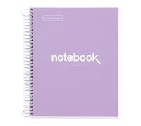 Miquelrius - Cuaderno A5 Notebook Emotions, 120 Hojas de 90 g/m², Cuadrícula 5 mm, 5 Franjas de Colores, Libreta Espiral Microperforado, Cuaderno Cuadriculado, Tapa Rígida, 2 Taladros, Lavanda