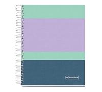Miquelrius - Cuaderno A5, 140 Hojas de 70 g/m², Cuadrícula 5 x 5 mm, 4 Franjas de colores, 2 Taladros, Cubierta rígida, Colección Rider Purple