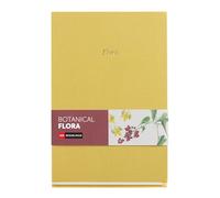 Miquelrius - Cuaderno A5 (146 x 214 mm) para notas, Interior blanco rayado, 80 hojas de 80 g/m², Cubierta de cartón forrado con tela, Mensaje en stamping dorado, Mostaza