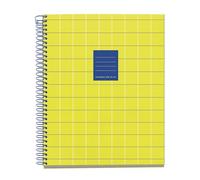 Miquelrius - Cuaderno A5 (148 x 210 mm), 100 Hojas cuadriculadas de 70 g/m², Cubierta de cartón rígido, 4 Bandas de color, Espiral, 2 taladros, Cuaderno cuadriculado, Papelería bonita, Yellow Bright