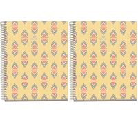 Miquelrius - Cuaderno A5, 4 franjas de color, Cuadrícula 5 x 5 mm, 120 Hojas de 70 g/m², Espiral, Cuaderno cuadriculado, Colección Boho Chic, Indian (Paquete de 2)