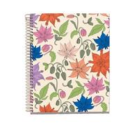 Miquelrius - Cuaderno A5 Reciclado , 4 franjas de color , Cuadrícula 5x5 mm , 120 Hojas , Espiral , Colección Vintage Lily , Flores