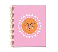 Miquelrius - Cuaderno A5, 4 franjas de color, Rayado Horizontal 7 mm, 120 Hojas de 70 g/m², Espiral, Cuaderno rayado, Colección Time of Joy, Sol