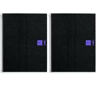 Miquelrius - Cuaderno A5, 80 hojas de 70 g/m², 1 banda de color, Libreta cuadriculada 5 mm, 2 taladros, Cubierta flexible de polipropileno, Notebook The Original, Color Negro/Violeta (Paquete de 2)