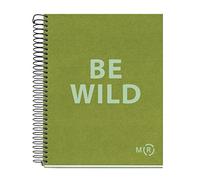 Miquelrius - Cuaderno A5 Be Eco, 80 hojas microperforadas de 90 g/m², Libreta punteada dots, 1 banda de color, 2 taladros, Cubierta reciclada, Verde oliva