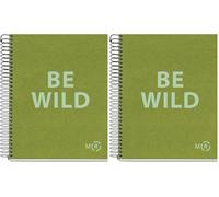 Miquelrius - Cuaderno A5 Be Eco, 80 hojas microperforadas de 90 g/m², Libreta punteada dots, 1 banda de color, 2 taladros, Cubierta reciclada, Verde oliva (Paquete de 2)