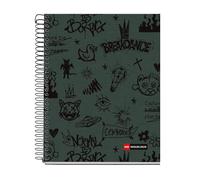 Miquelrius - Cuaderno A5 cuadriculado 5 mm, 120 hojas microperforadas de 4 colores multiasignatura, Papel opaco de 70 g/m², Tapa de cartón extra duro, Espiral, 2 taladros para archivar, Not Boring