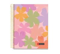 Miquelrius - Cuaderno A5 cuadriculado 5 mm, 120 hojas microperforadas de 4 colores multiasignatura, Papel opaco de 70 g/m², Tapa de cartón extra duro, Espiral, 2 taladros para archivar, Acuarela