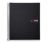 Miquelrius - Cuaderno A5 Notebook The Original, 6 franjas de colores, Cubierta polipropileno opaco, Tamaño 148 x 210 mm, 2 Taladros, 150 Hojas de 70 g/m², Cuadrícula de 5 mm, Color Negro