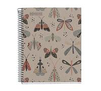 Miquelrius - Cuaderno A5 Cuadriculado 5 mm, 80 Hojas, Espiral, Mariposas | Banda Lateral, 80 g/m², Microperforado, 2 Taladros, Apertura Total, Tapa de Cartón 100 % Reciclado Post-Consumo