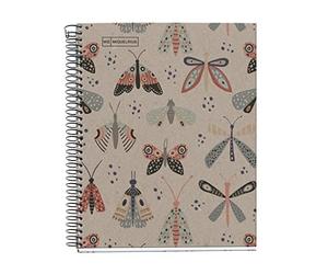 Miquelrius - Cuaderno A5 Cuadriculado 5 mm, 80 Hojas, Espiral, Mariposas | Banda Lateral, 80 g/m², Microperforado, 2 Taladros, Apertura Total, Tapa de Cartón 100 % Reciclado Post-Consumo