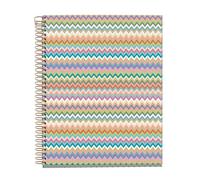 Miquelrius - Cuaderno A5 cuadriculado, Cuadrícula 5 mm, 120 Hojas de 70 g/m², Cubierta de cartón, 4 Franjas de color, Espiral cobre, Colección Feeling Mallorca, Zigzag