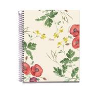 Miquelrius - Cuaderno A5 cuadriculado, Libreta con 100 hojas de 4 colores para organizar, Papel que no traspasa de 70 g/m², 2 taladros para archivar, Espiral, Amapola