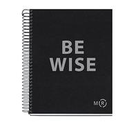 Miquelrius - Cuaderno A5 de Papel Reciclado, 80 Hojas Microperforadas de 90 g/m², Libreta Cuadrícula 5 mm, 1 Banda de Color, 2 Taladros para Archivar, Negro Antracita
