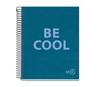 Miquelrius - Cuaderno A5 de Papel Reciclado, 80 Hojas Microperforadas de 90 g/m², Libreta Rayada 7 mm, 1 Banda de Color, 2 Taladros para Archivar, Azul Zafiro