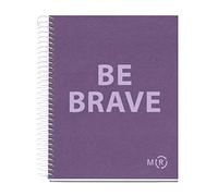 Miquelrius - Cuaderno A5 de Papel Reciclado, 80 Hojas Microperforadas de 90 g/m², Libreta Rayada 7 mm, 1 Banda de Color, 2 Taladros para Archivar, Violeta Amatista
