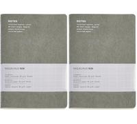 Miquelrius - Cuaderno A5 flexible (200 x 140 mm), Interior rayado horizontal, 48 hojas blancas, Papel reciclado de 80 g/m², Cubierta de piel reciclada, Color antracita (Paquete de 2)
