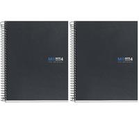Miquelrius - Cuaderno A5, Libreta rayada 7 mm, Notebook The Original, 4 franjas de colores, 160 hojas de papel opaco de 70 g/m², 2 taladros para archivar, Cubierta cartón compacto, Grafito