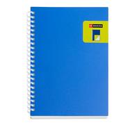 Miquelrius - Cuaderno A5 liso, Cubierta bicolor de polipropileno flexible, 80 hojas de papel marfil de 80 g/m², Espiral transparente de silicona, Azul/Amarillo