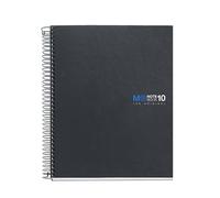 Miquelrius - Cuaderno A5 liso sin pauta, 200 hojas microperforadas de 10 colores, Papel extra opaco de 90 g/m², Tapa de cartón duro grafito, Espiral, 2 taladros para archivar, Notebook The original