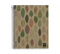 Miquelrius - Cuaderno A5 Multiasignatura, Rayado 7 mm, 120 Hojas, Hojas | 80 g/m², 4 Bandas, Microperforado, 2 Taladros, Espiral Apertura Total, Tapa de Cartón 100 % Reciclado Post-Consumo