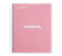 Miquelrius - Cuaderno A5 Notebook Emotions, 120 Hojas 90 g/m², Cuadrícula 5 x 5 mm, 5 Franjas de Colores, Espiral Microperforado, Tapa Polipropileno, 2 Taladros, Color Rosa