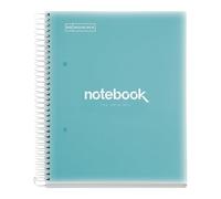 Miquelrius - Cuaderno A5 Notebook Emotions, 120 Hojas 90 g/m², Cuadrícula 5 x 5 mm, 5 Franjas de Colores, Espiral Microperforado, Tapa Polipropileno, 2 Taladros, Color Azul Cielo