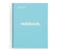Miquelrius - Cuaderno A5 Notebook Emotions, 120 Hojas de 90 g/m², Cuadrícula 5 mm, 5 Franjas de Colores, Espiral Microperforado, Cuaderno Cuadriculado, Tapa Extra Rígida, 2 Taladros, Azul Cielo