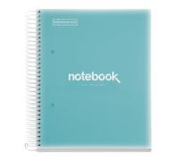 Miquelrius - Cuaderno A5 Notebook Emotions, 160 Hojas 90 g/m², Cuadrícula 5 x 5 mm, 8 Franjas de Colores, Espiral Microperforado, Tapa Polipropileno, 2 Taladros, Color Azul Cielo