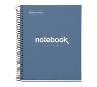 Miquelrius - Cuaderno A5 Notebook Emotions, 80 Hojas 90 g/m², Cuadrícula 5 x 5 mm, 1 Franja de Color, Espiral Microperforado, Cuaderno Cuadriculado, Tapa Extra Rígida, 2 Taladros, Azul Marino